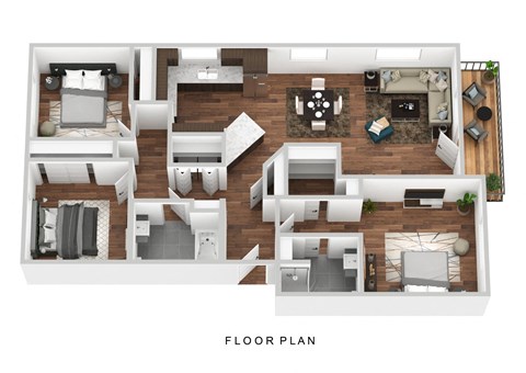 Wyndhaven Ridge Apartments in Newport, Oregon 3 Bed 2 Bath Floor Plan